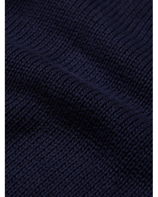 Brunello Cucinelli Blue Shawl-collar Ribbed Cotton Cardigan for men