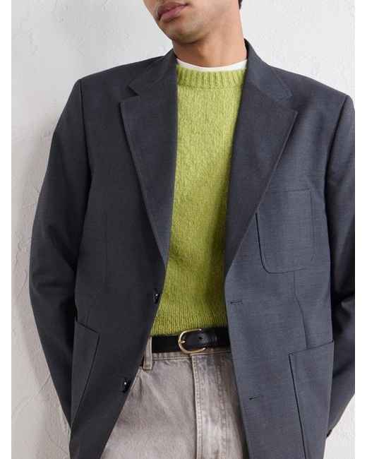 mfpen Blue Patch Wool-Twill Blazer for men