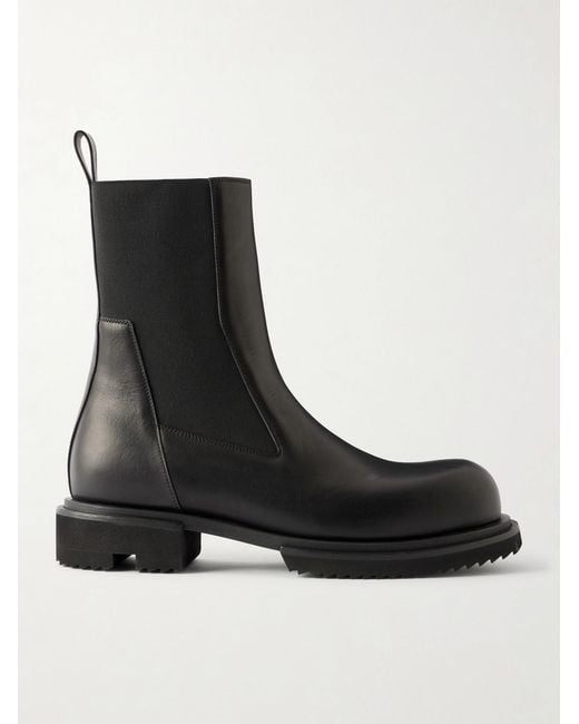 Rick Owens Black Beatle Leather Chelsea Boots for men