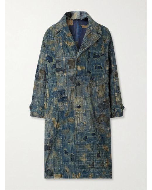 Kapital Blue Boro Cavalier Distressed Cotton And Linen-Blend Jacket for men