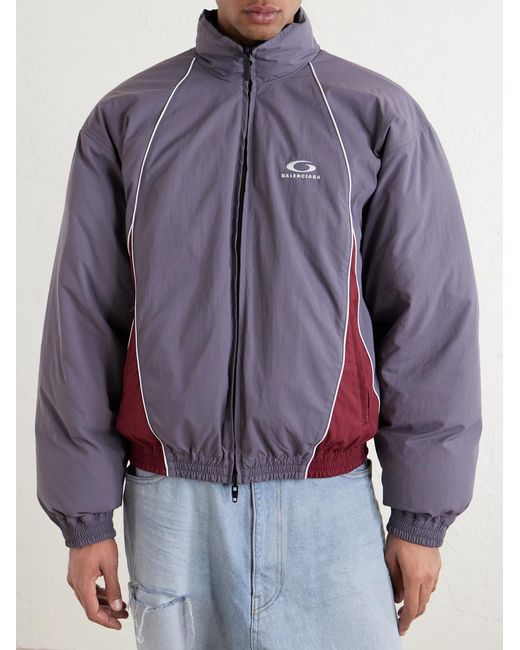 Balenciaga Purple Logo-Print Shell Down Jacket for men