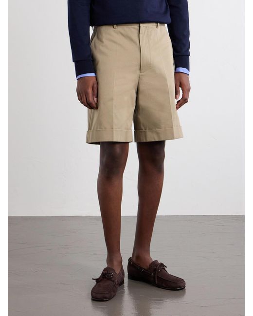 Valentino Garavani Natural Straight-Leg Cotton-Gabardine Shorts for men