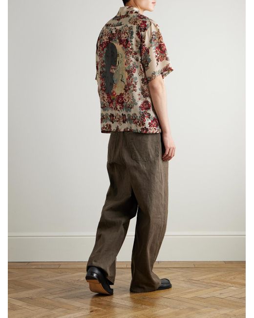 Kapital Natural Camp-Collar Printed Woven Shirt for men
