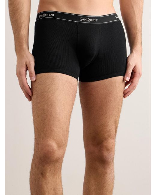 Saint Laurent Black Ribbed Cotton-Jersey Boxer Briefs for men