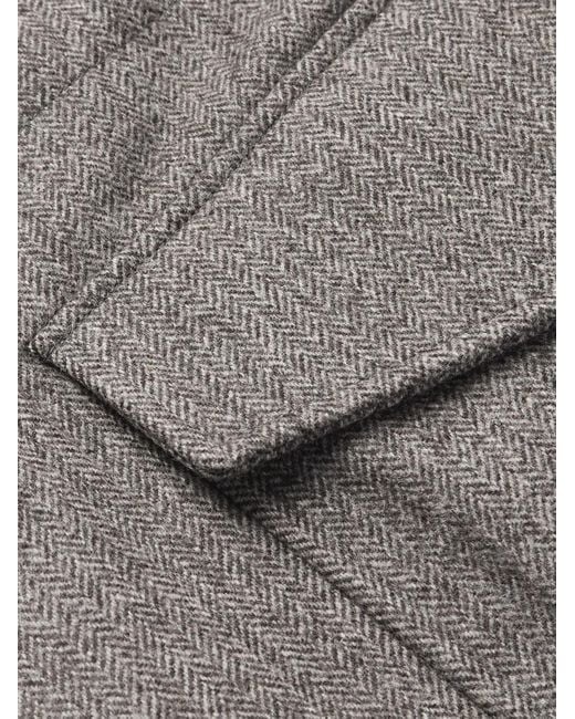 James Purdey & Sons Gray Field Leather-trimmed Herringbone Wool Parka for men
