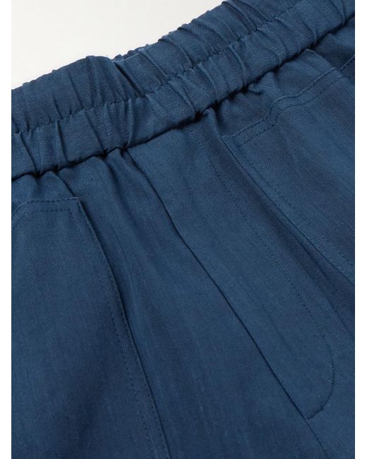 Dries Van Noten Blue Straight-leg Linen-blend Shorts for men