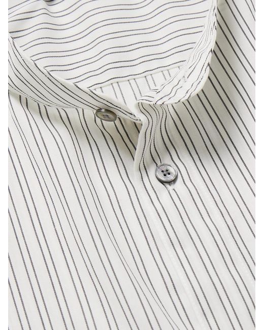 FRAME White Grandad-Collar Striped Cotton-Blend Shirt for men