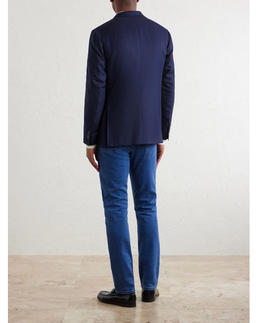 Canali Blue Kei Wool-Basketweave Blazer for men