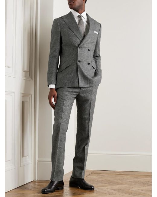 Kingsman Schmal und gerade geschnittene Hose aus Wolle mit Glencheck-Muster in Gray für Herren