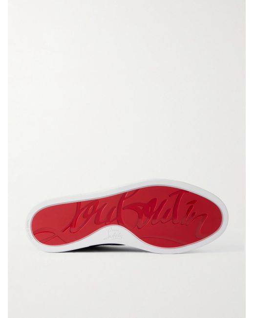 Christian Louboutin Black Chambelisneak Panelled Suede Sneakers for men