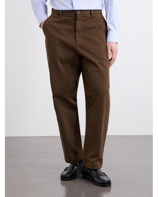 Barena Brown Straight-Leg Cotton-Blend Gabardine Trousers for men