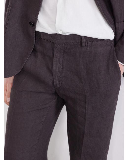 Boglioli Gray Straight-Leg Linen Suit Trousers for men