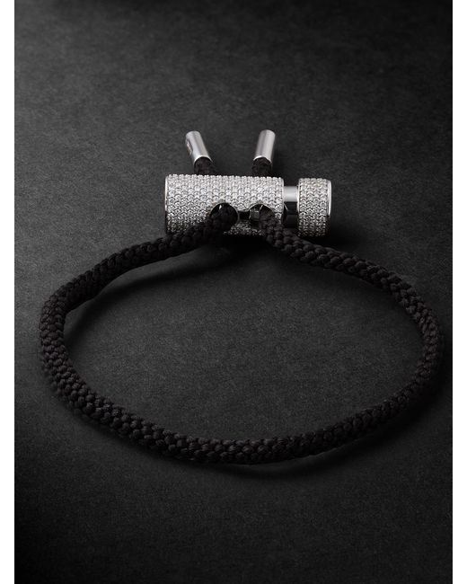 OUIE Black Toggle 14-Karat, Silk Cord And Diamond Necklace And Bracelet for men