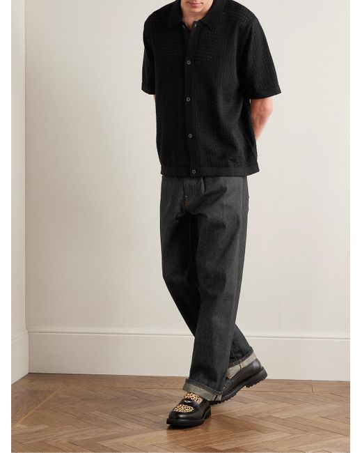 Camicia in cotone pointelle di Corridor NYC in Black da Uomo