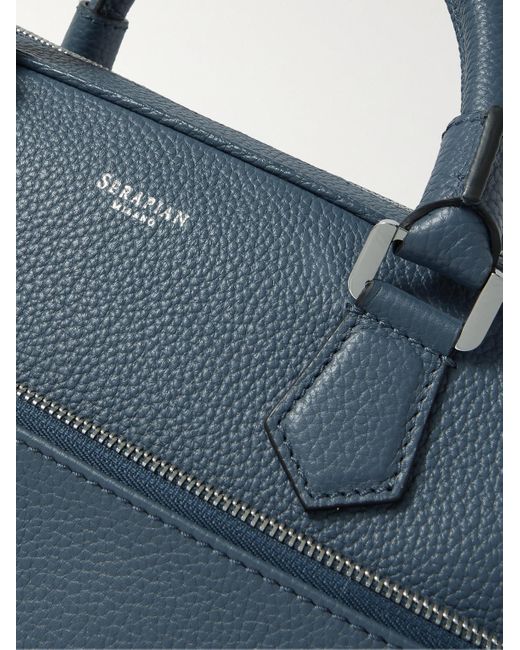 Serapian Blue Cachemire Full-grain Leather Briefcase for men