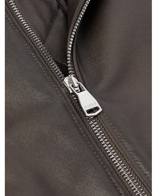 Valstar Gray Oversized Leather Bomber Jacket for men