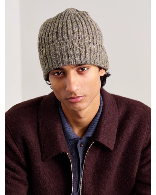 Hartford Natural Ribbed Wool-blend Beanie for men