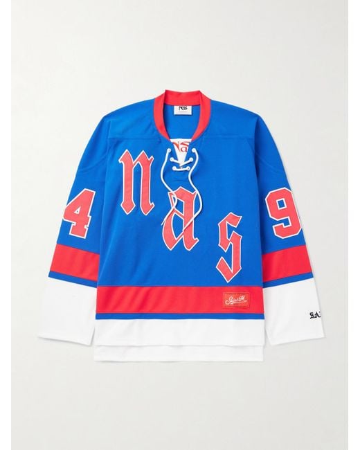 SAINT Mxxxxxx Blue Nas Logo-Appliquéd Jersey Shirt for men