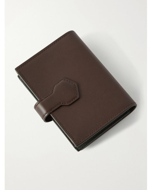 Dunhill Brown Alfred Business Card Case Patina-Leather Cardholder for men