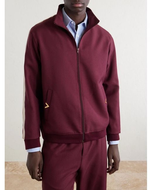 Valentino Garavani Purple Vgold Striped Drill Zip-Up Sweater for men