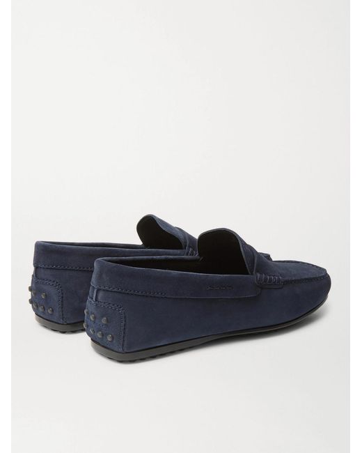 Tod's Blue Gommino Suede Driving Shoes for men