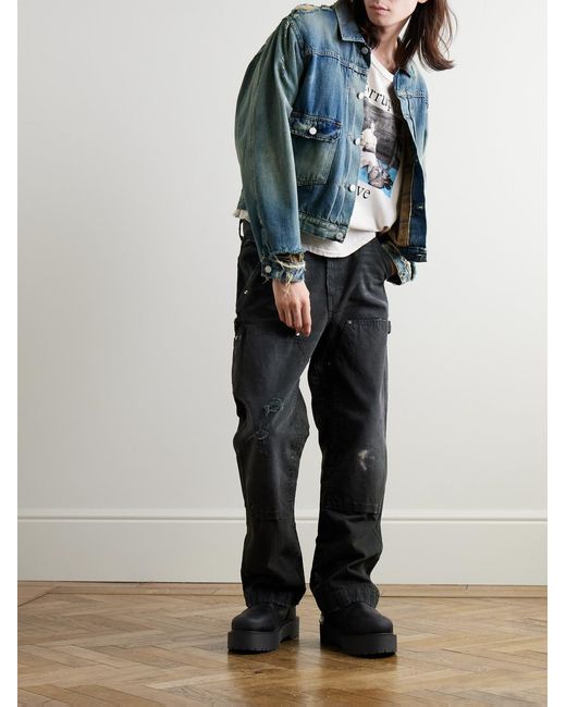 Enfants Riches Deprimes Blue Distressed Panelled Denim Jacket for men