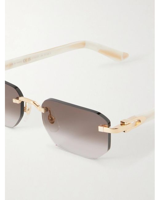 Cartier Natural Signature C Square-frame Gold-tone And Acetate Sunglasses for men