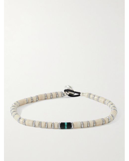 Mikia Natural Heishi Silver Multi-stone Bracelet for men