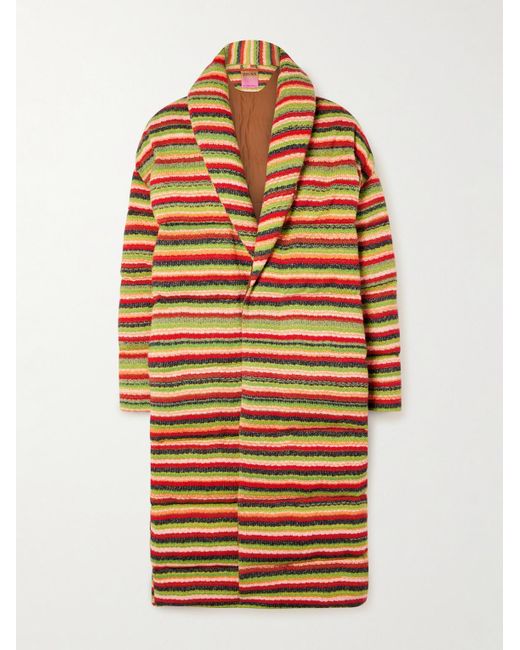 ZEGNA X THE ELDER STATESMAN Natural Shawl-Collar Quilted Striped Oasi Cashmere Down Jacket for men