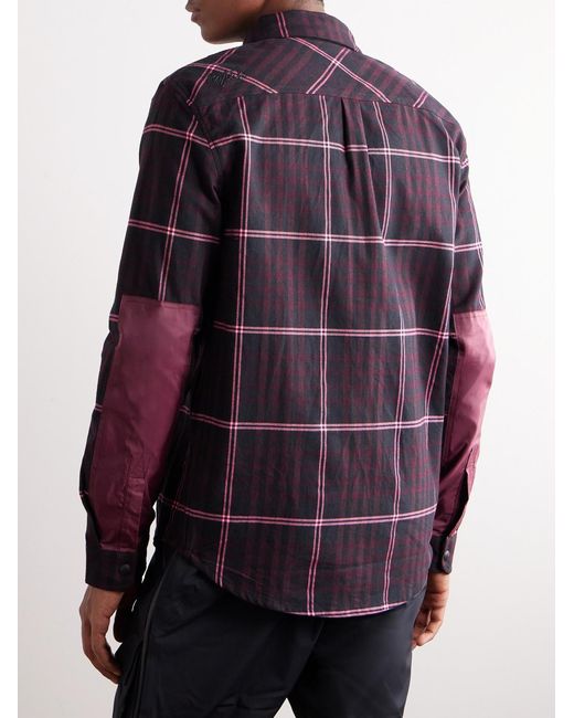 Aztech Mountain Purple Loge Peak Checked Brushed Cotton-blend Flannel Shirt for men
