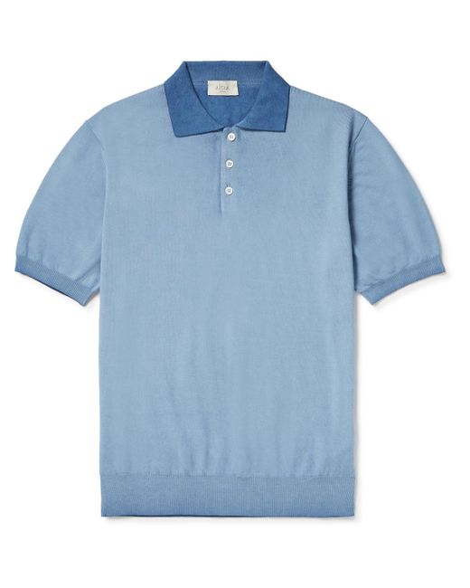 Altea Blue Cotton Polo Shirt for men