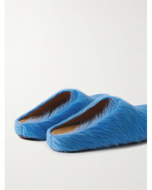 Marni Blue Fussbett Calf Hair Slippers for men