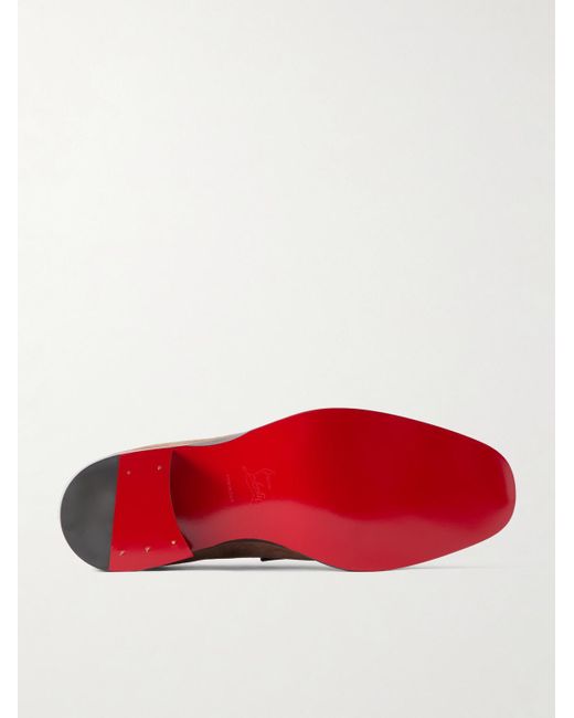 Christian Louboutin Brown Chambelimoc Embellished Suede Loafers for men