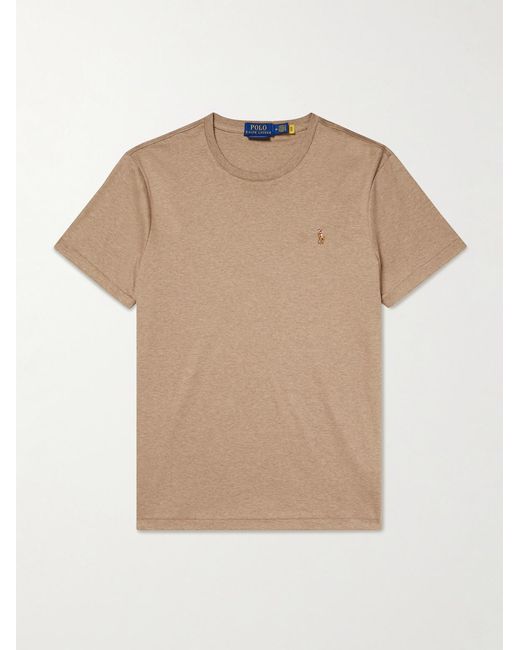 Polo Ralph Lauren Natural Logo-Embroidered Cotton-Jersey T-Shirt for men