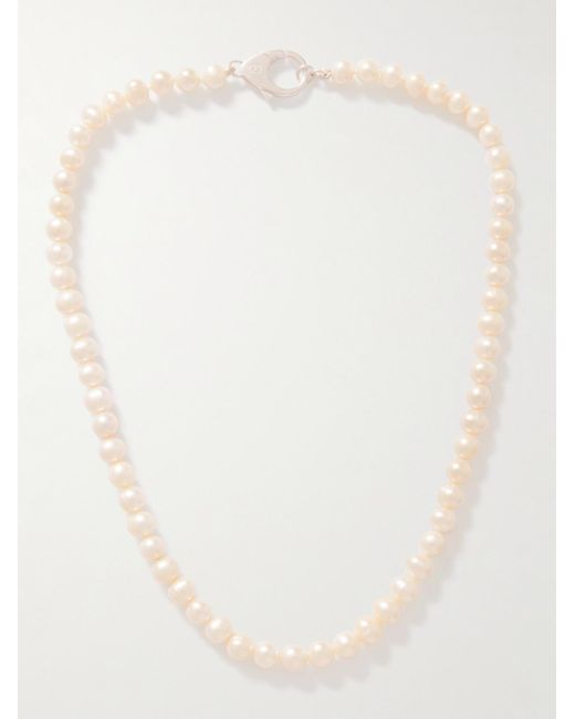 Hatton Labs White Silver Pearl Necklace for men