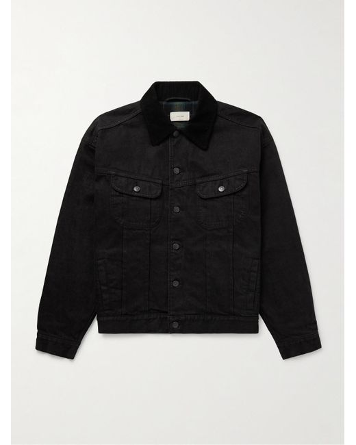 The Row Black Joret Corduroy-Trimmed Denim Jacket for men