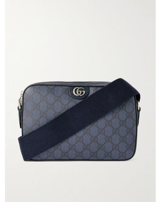 Gucci Blue Ophidia Leather-trimmed Monogrammed Coated-canvas Messenger Bag for men