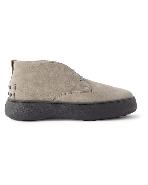 Tod's Gray Shearling-lined Suede Chukka Boots for men
