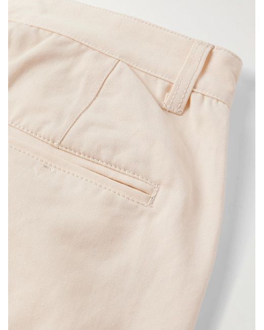 FRIZMWORKS Natural Haworth Tapered Cropped Pleated Cotton-Twill Trousers for men