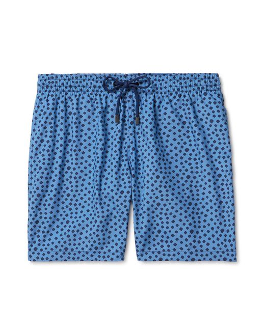 Canali Blue Straight-leg Mid-length Polka-dot Swim Shorts for men