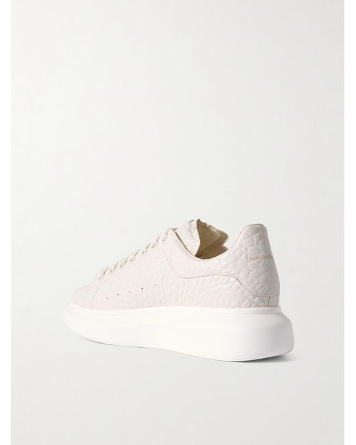 McQueen Natural Exaggerated-Sole Textured-Leather Sneakers for men