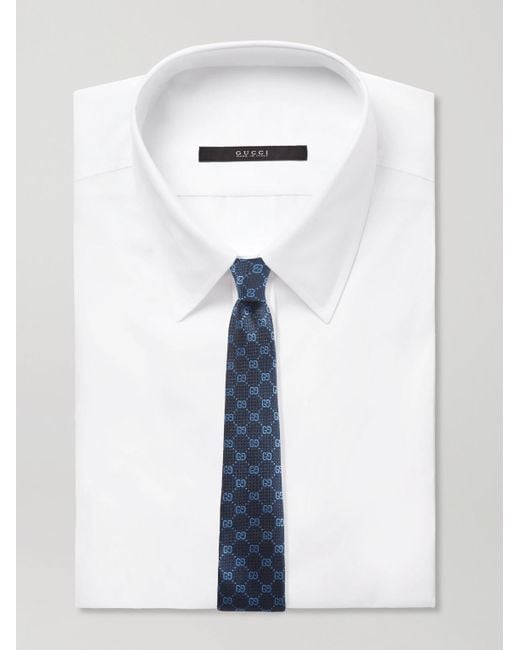 Cravatta in seta con logo jacquard di Gucci in Blue da Uomo