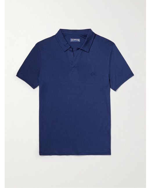 Vilebrequin Blue Pirinol Tencel Lyocell Polo Shirt for men