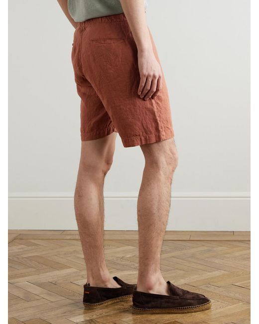 Hartford Orange Joggy Straight-leg Linen Bermuda Shorts for men