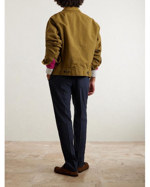 Canali Blue Tapered Linen And Wool-Blend Twill Suit Trousers for men