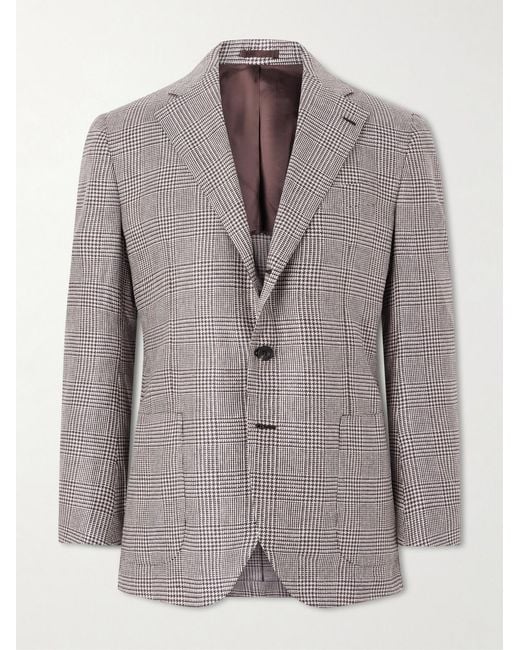 J. Mueser Gray Wavery Prince Of Wales Silk Blazer for men