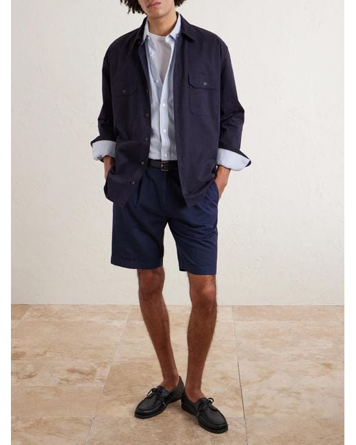 Boglioli Blue Straight-leg Cotton-blend Shorts for men