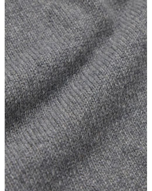 AMI Gray Logo-Embroidered Cashmere And Wool-Blend Sweater for men