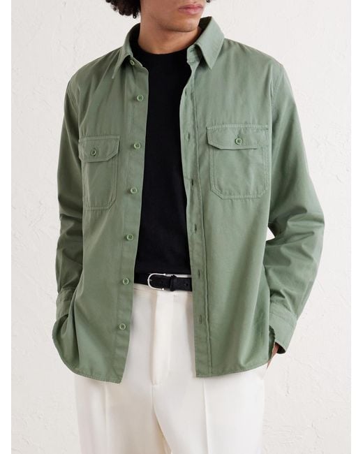 Tom Ford Green Cotton And Silk-blend Shirt for men