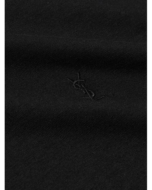 Saint Laurent Black Logo-Embroidered Cotton-Jersey T-Shirt for men